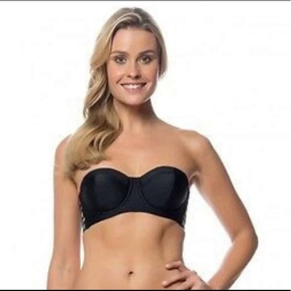 NWT Jessica Simpson Black U-Wire Strappy Swim Top